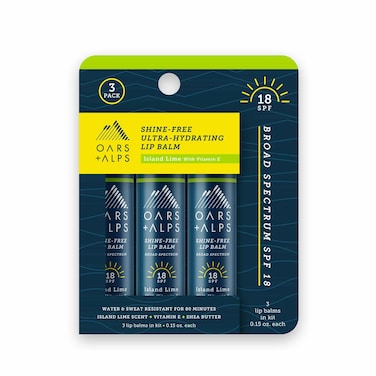 Oars  AlpsShine Free Lip Balm and SPF 18 Sunscreen Lip Care with Island Lime Scent Water and Sweat Resistant 015 Oz Each 3 Pack