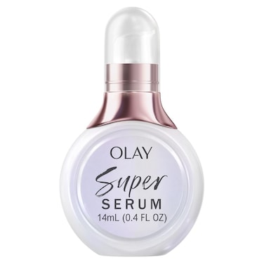 Olay Super Serum Trial Size 5in1 Lightweight Resurfacing Face Serum 04 fl oz Smoothing Skin Care Treatment with Niacinamide Vitamin C Collagen Peptide Vitamin E and AHA