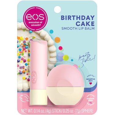 eos Natural Shea Lip Balm Birthday Cake AllDay Moisture Lip Care Products 039 oz