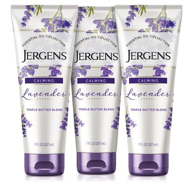 Jergens Lavender Body Butter Hand and Body Lotion Moisturizer for Women with Essential Oils for Indulgent Moisturization 7 Ounce Pack of 3