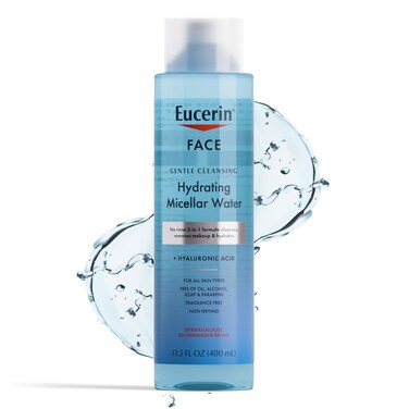 Eucerin Face Gentle Cleansing Hydrating Micellar Water Face Cleanser and Makeup Remover with Hyaluronic Acid 135 Fl Oz Bottle