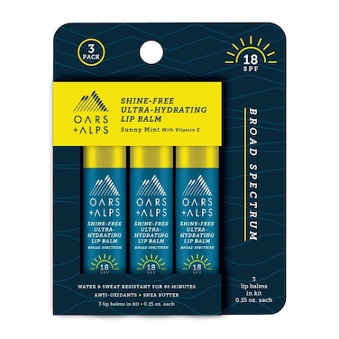 Oars  AlpsShine Free Lip Balm and SPF 18 Sunscreen Lip Care with Sunny Mint Scent Water and Sweat Resistant 015 Oz Each 3 Pack