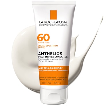 La RochePosay Anthelios MeltIn Milk Sunscreen SPF 60  Sunscreen For Body  Face  Broad Spectrum SPF  Antioxidants  Oil Free Sunscreen Lotion  Lightweight  Fast Absorbing  Oxybenzone Free