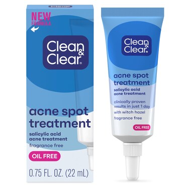 Clean  ClearAcne Spot Treatment Gel Cream with 2 Salicylic Acid OilFree Topical Acne Treatment with Witch Hazel for Clinically Proven Results in 1 Day Fragrance Free 075 fl oz