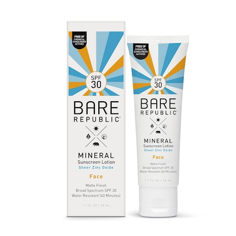 Bare Republic Mineral Matte Sunscreen SPF 30 Sunblock Face Lotion Sheer and Light Finish 17 Fl Oz