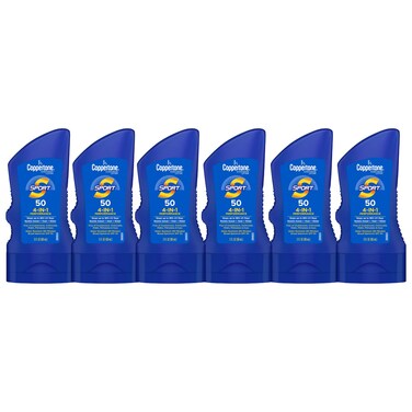 CoppertoneSPORT Sunscreen Lotion SPF 50 Water Resistant Sunscreen Broad Spectrum SPF 50 Sunscreen Bulk Sunscreen Pack 3 Fl Oz Bottle Pack of 6