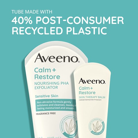 AveenoCalm  Restore Nourishing PHA Facial Exfoliator Daily for Sensitive Skin FragranceFree  NonAbrasive Oat Formula to Gently Exfoliate  Cleanse Skin Hypoallergenic 4 fl oz
