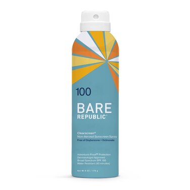Bare Republic Clearscreen Sunscreen SPF 100 Sunblock Spray Water Resistant with an Invisible Finish 6 Fl Oz