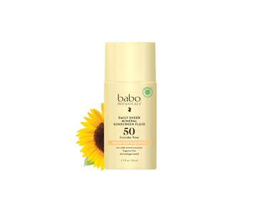 Babo BotanicalsDaily Sheer Mineral Sunscreen Fluid SPF50  Natural Zinc Oxide  Passion Fruit Oil  Fragrance Free  UltraLightweight  For Face  For all ages