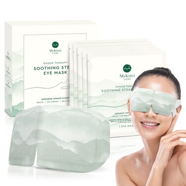 MyKirei by KAOOnsen Therapy Soothing Steam Eye Mask SelfWarming Comforting Mask Relax Tired Eyes  Relieve Stress Japanese Hinoki 5 Count