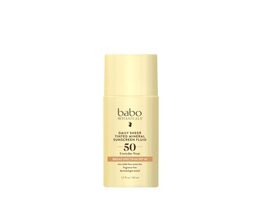 Babo Botanicals Daily Sheer Tinted Mineral Sunscreen Fluid SPF50  Natural Zinc Oxide  Passion Fruit Oil  GoldenHued Tint  Fragrance Free  UltraLightweight  For Face  For all ages