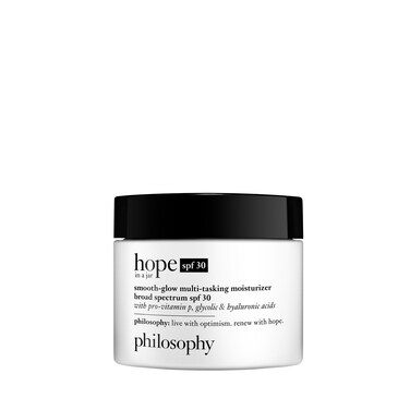 philosophy hope in a jar smoothglow multitasking face moisturizer  spf 30  with provitamin P glycolic acid  hyaluronic acid  provides deep  longlasting hydration  2 fl oz