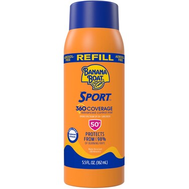 Banana BoatSport 360 Coverage Sunscreen Mist Refill SPF 50  Spray Sunscreen Refill NonAerosol Sunscreen Spray Refill Sunscreen Spray SPF 50 SPF Spray Oxybenzone Free Sunscreen 55oz