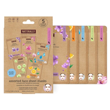 Naturally 30 Variety Pack Infused for Face 5 Sheet Masks 1 Count