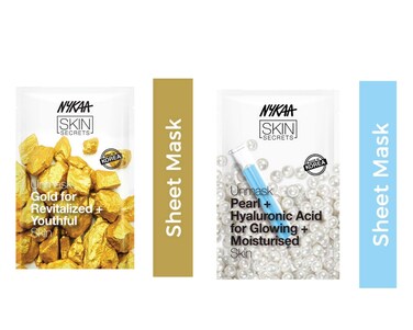 NYKAANaturals Skin Secrets Bubble Sheet Mask Gold 067 oz  Hydrating Brightening Sheet Face Mask  Collagen Boost  Fights Dullness