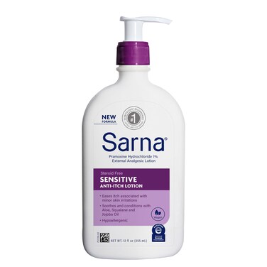 Sarna Sensitive AntiItch Lotion SteroidFree FragranceFree Vegan Hypoallergenic National Eczema Association Accepted 1 Pramoxine Hydrochloride 12 oz