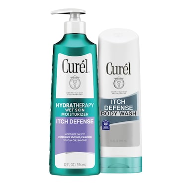 Curel Hydra Therapy Itch Defense Moisturizer and Body Wash SetWet Skin LotionCurl Itch Defense Calming Daily CleanserBody Wash Soapfree Formulafor DryItchy Skin12 fl oz10 fl oz2Piece set