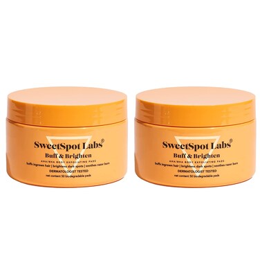 SweetSpot Labs Buff  Brighten 2 Pack Daily Ingrown Hair Treatment with Salicylic Acid and Niacinamide Safe for Bikini Area Exfoliating  Brightening Pads