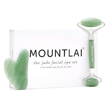 Mount Lai  The Jade Facial Spa Set  Jade Roller and Gua Sha Set  Gua Sha Tools to Relieve Muscle Tension and Reduce Puffiness  Anti Aging Skin Care Sets for Women