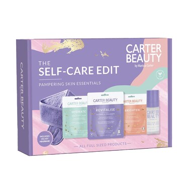 Carter Beauty The Self Care Edit  Skincare Essentials For Everyday Needs  Includes Facial Masks Boosting Serum Headband  Promotes Healthy Youthful Skin  Vegan And Paraben Free  5 Pc Gift Set