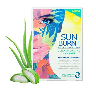 Sunburnt UltraHydrating Face Sheet Mask Advanced Sun Recovery Treat Dry Sun Damaged Skin For After Sun Exposure Much More than Aloe Soothes and Rehydrates Hot Dry Skin 4 single use masks