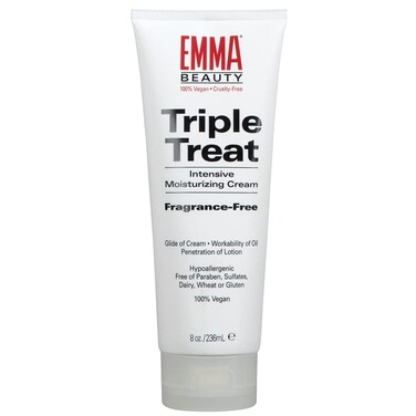 EMMA BeautyTriple Treat Intensive Moisturizing Cream for Hand  Body FragranceFree Hypoallergenic Moisturizer for Dry Sensitive Skin 100 Vegan  CrueltyFree 8 Oz