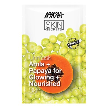 Nykaa NaturalsSkin Secrets Bubble Sheet Mask Amla and Papaya 067 oz  Exfoliating Acne Scar Lightening Sheet Face Mask  Pore Minimizing Mask