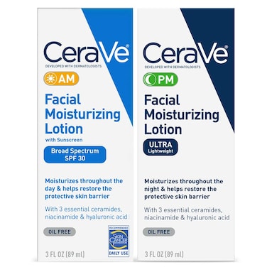 CeraVeDay  Night Face Lotion Skin Care Set  Contains AM with SPF 30 and PM Face Moisturizer  Fragrance Free