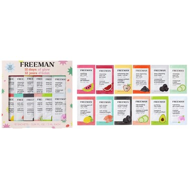Freeman Limited Edition 12 Days of Glow Facial Mask Kit Variety Skincare  Facial Treatment Masks All Skin Types Travel Size Vegan  CrueltyFree 12 Piece Face Mask Gift Set