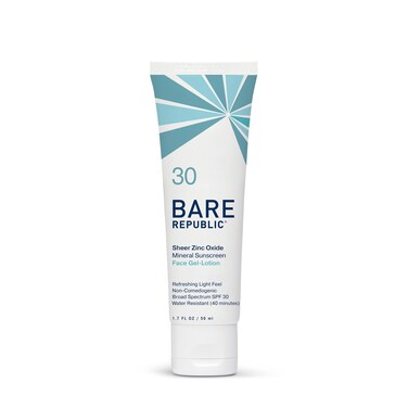 Bare RepublicMineral Gel Sunscreen SPF 30 Sunblock Face Lotion Light and Hydrating Skin Care 17 Fl Oz