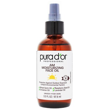 PURA DOR33 Oz ORGANIC AM Moisturizing Face Oil  Morning Glow Hydrating Skincare  AntiAging Brightening Lightweight Moisturizer for Glowing Skin  All Natural Vegan ParabenFree  Women  Men