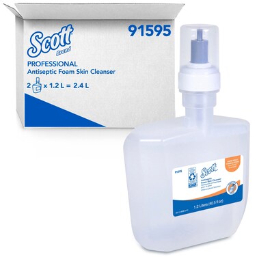 Scott Antiseptic Foam Skin Cleanser 91595 12 L Automatic Refills Clear Unscented 175 PCMX NSF E2 Rated 2 BottlesCase