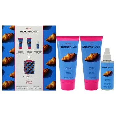 PupaMilano Breakfast Lovers Set Croissant 4 Pc  Moisturizing Body Lotion  Hydrating Body Wash  Body Mist  For Soft Skin  Skin Care Gift Set