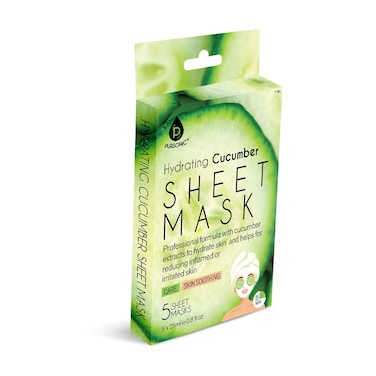 Pursonic  Hydrating Cucumber Sheet Mask for Relieving Redness and Irritated Skin  Moisurizing and Hydrating Pack of 5