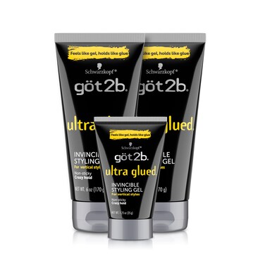 Got2BUltra Glued Invincible Styling Gel 2  6 oz tubes  1 Travel 125 oz tube