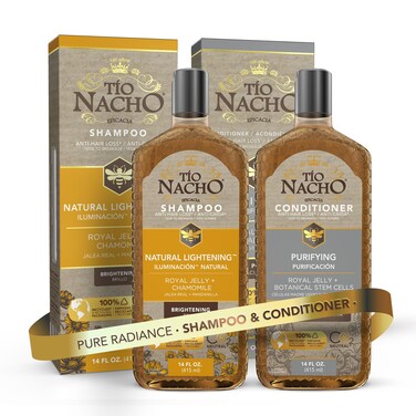 Tio Nacho Shampoo  Conditioner Set  Natural Lightening Shampoo with Royal Jelly  Chamomile  Purifying Conditioner with Botanical Stem Cells Enhances Volume  Shine 14 oz Each