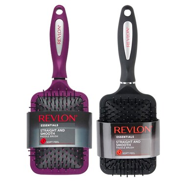 Revlon Straight  Smooth Soft Touch Paddle Hair Brush Set Black  Berry