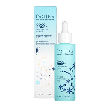 Pacifica Beauty Coco Bond Hair Oil Tame Flyaways Overnight Treatment with Vitamins Peptides Moisturizing Repair for Glossy Smooth SiliconeFree Vegan Hair