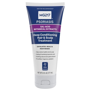 MG217Deep Conditioning Salicylic Acid Scalp Treatment for Psoriasis Exfoliates Heals Moisturizes Hyaluronic Acid Natural Oils Plant Extracts Sulfate free Paraben Free Fragrance Free 6 floz