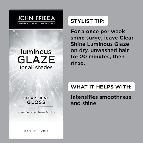 John Frieda Luminous Glaze Clear Shine Hair Gloss AntiFade Color Enriching Gloss Safe for Color Treated Hair 65 oz Pack of 2