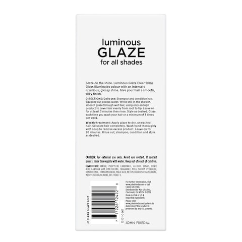 John Frieda Luminous Glaze Clear Shine Hair Gloss AntiFade Color Enriching Gloss Safe for Color Treated Hair 65 oz Pack of 2