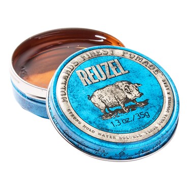REUZEL Blue Pomade Strong All Day Hold Water Soluble Styling High Shine and Flake Free Easy To Wash Out For All Hairstyles