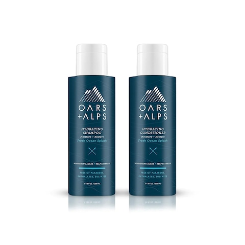 Oars  Alps Mens Sulfate Free Hair Shampoo and Conditioner Set Infused with Kelp and Algae Extracts Fresh Ocean Splash Travel Size 34oz Each