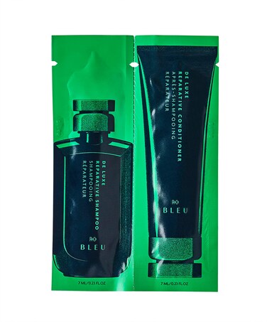 RCo BLEU De Luxe Reparative Shampoo  Conditioner Tandem Packette  Hydrates  Strengthens  Adds Shine  Vegan Sustainable  CrueltyFree  14ml