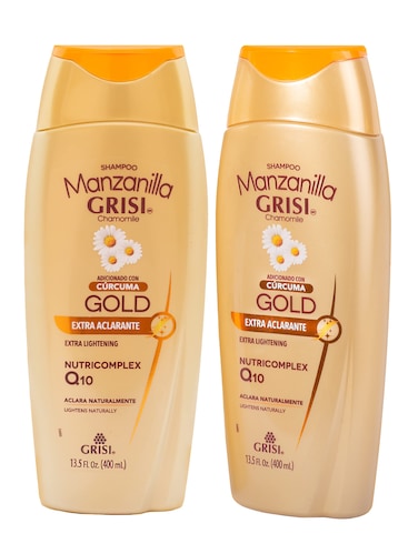 Manzanilla Grisi Gold Extra Lightening Shampoo Cleansing and Extra Lightening with Chamomile Extract and Turmeric Lightens Naturally Soft and Luminous Hair 2 Pack of 135 FL Oz Bottles 2 Count