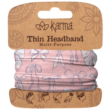 KarmaBows Headband for Women  Thin  Fabric Headband and Stretchy Hair Scarf  Pink
