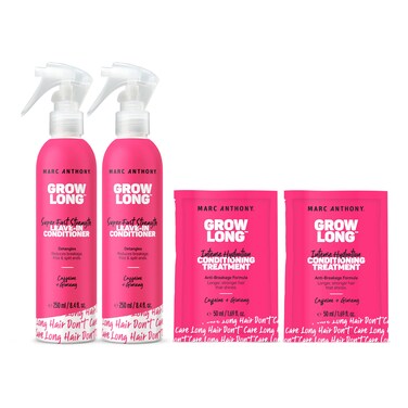 Marc AnthonyGrow Long Hair Treatment Bundle  2 Leave In Conditioner Sprays  2 Travel Hair Mask Red Tea Scent ParabenPhthalateSulfateFree AntiFrizz  Nourishing Formula For Dry  Damaged Hair