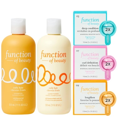 FUNCTION OF BEAUTYCoily Hair Shampoo  Conditioner 11 oz Each  Curl Definition Lengthen  Deep Condition HairGoal Boosters Set  SulfateFree  Nourish Hydrate  Revive Coils  Curls