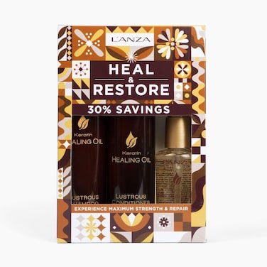 LANZA Keratin Healing Oil Trio Hair Kit Lustrous Keratin Shampoo Conditioner  Healing Oil Keratin Hair Treatment in Gift Box Luxury Hair Care Kit for Dry Damaged Hair 1018534 Fl Oz