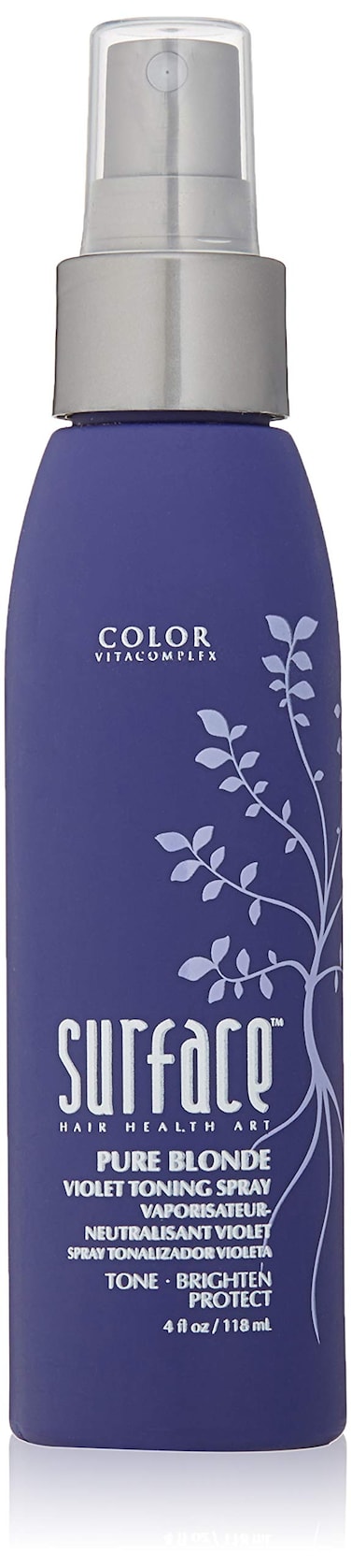 Surface Hair Pure Blonde Violet LeaveIn Toning Spray Tone Enhancer and Treatment Eliminates Brassy Yellow Tones  Ligtens Blonde Platinum Ash Silver and Grays 4 Fl Oz